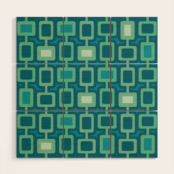 Mid Century Modern Square Columns aquamarine Wood Wall Art Gallery Image 1
