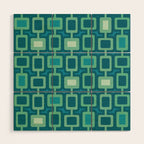 Mid Century Modern Square Columns aquamarine Wood Wall Art Gallery Image 1