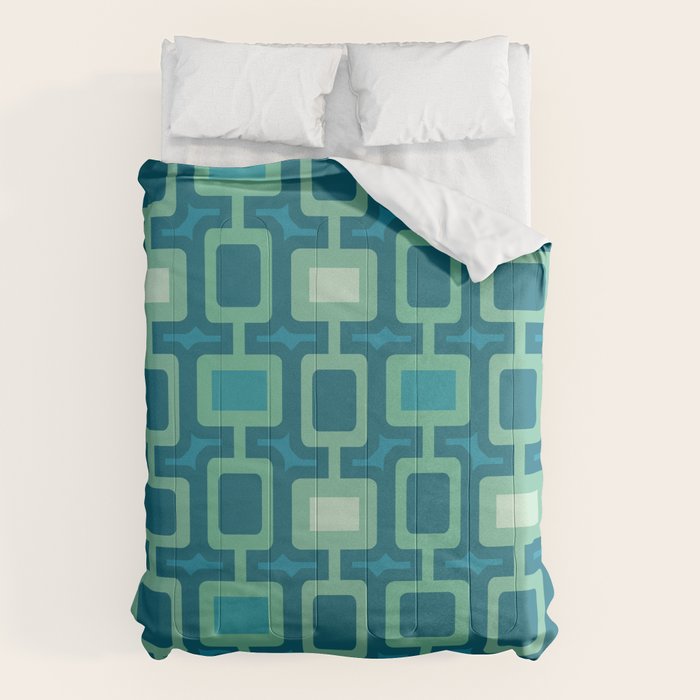 Mid Century Modern Square Columns aquamarine Comforter Gallery Image 1