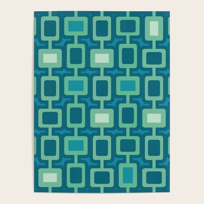 Mid Century Modern Square Columns aquamarine Poster Gallery Image 4