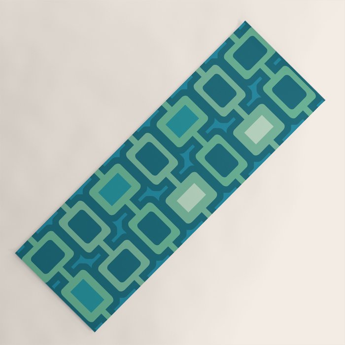 Mid Century Modern Square Columns aquamarine Yoga Mat Gallery Image 1