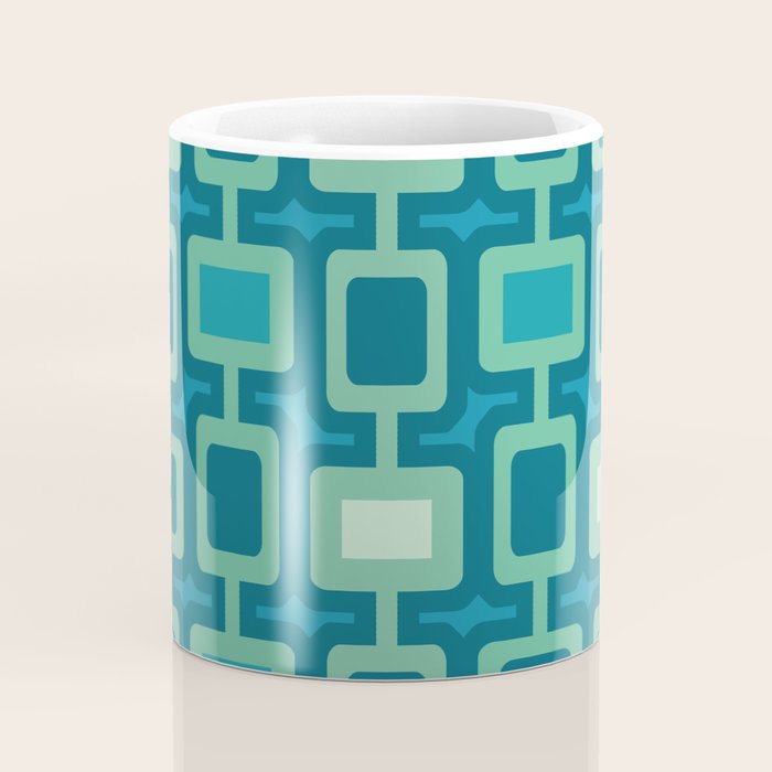 Mid Century Modern Square Columns aquamarine Coffee Mug Gallery Image 4