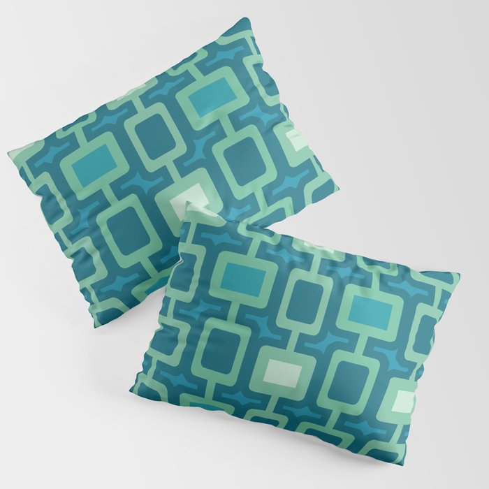 Mid Century Modern Square Columns aquamarine Pillow Sham Gallery Image 1