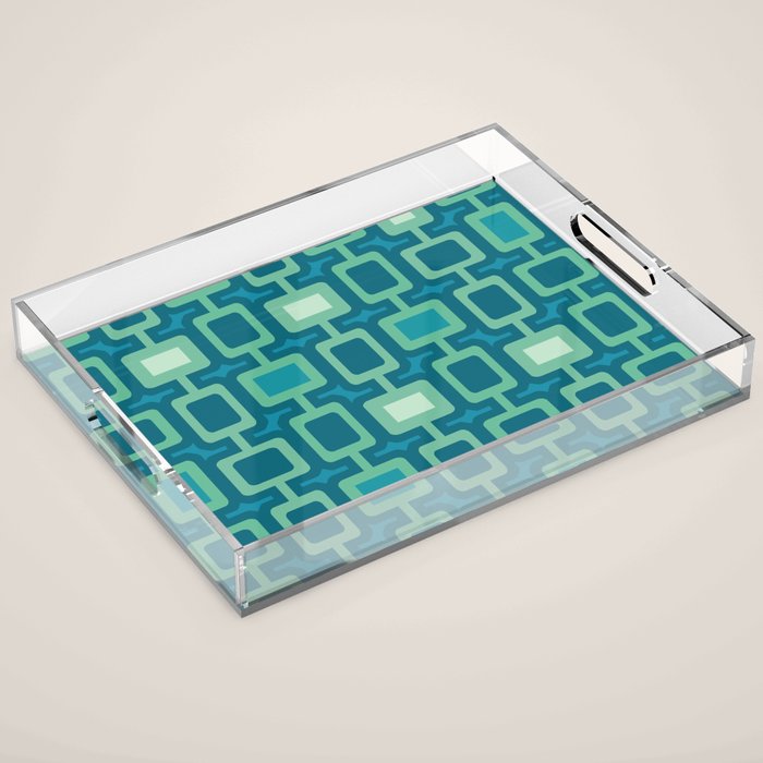 Mid Century Modern Square Columns aquamarine Acrylic Tray Gallery Image 1