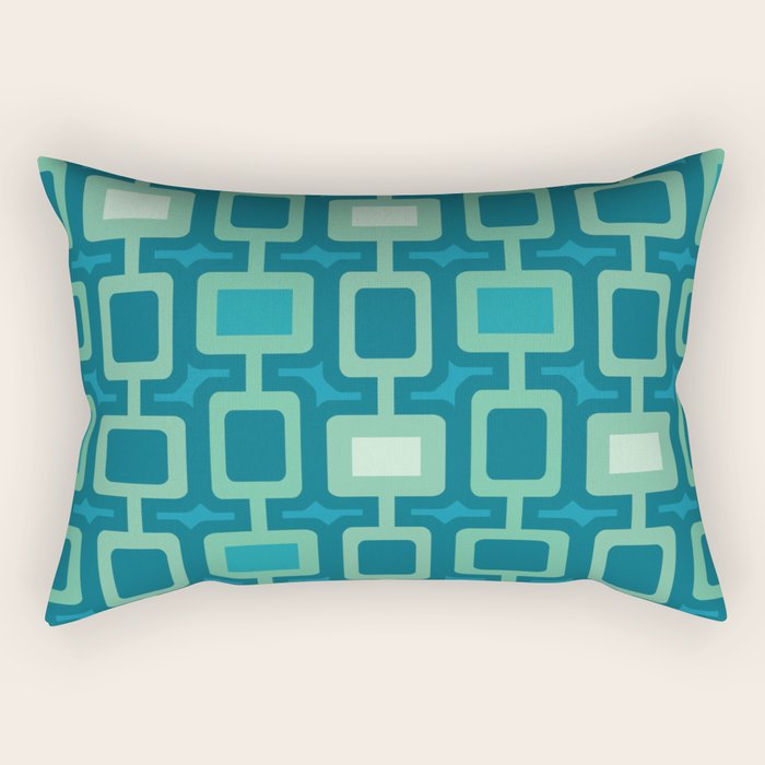 Mid Century Modern Square Columns aquamarine Rectangular Pillow Gallery Image 2