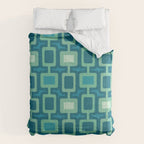 Mid Century Modern Square Columns aquamarine Comforter Gallery Image 6