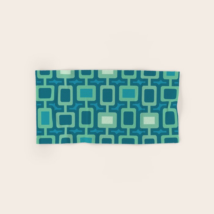 Mid Century Modern Square Columns aquamarine Bath Towel Gallery Image 1
