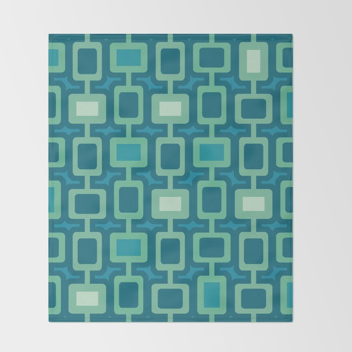 Mid Century Modern Square Columns aquamarine Throw Blanket Gallery Image 2