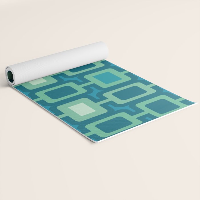 Mid Century Modern Square Columns aquamarine Yoga Mat Gallery Image 2