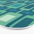 Mid Century Modern Square Columns aquamarine Bath Mat Gallery Image 3