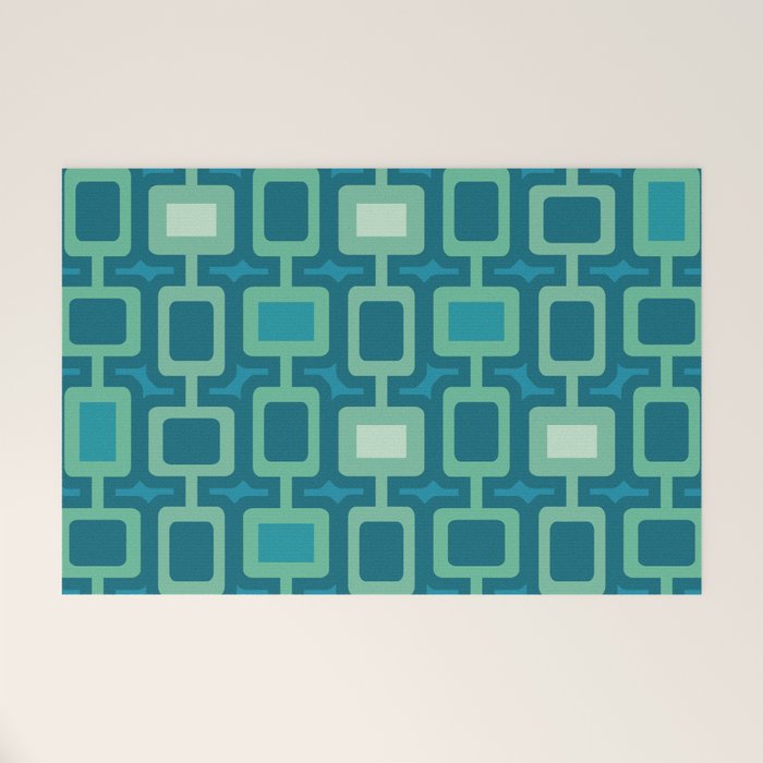 Mid Century Modern Square Columns aquamarine Welcome Mat Gallery Image 1