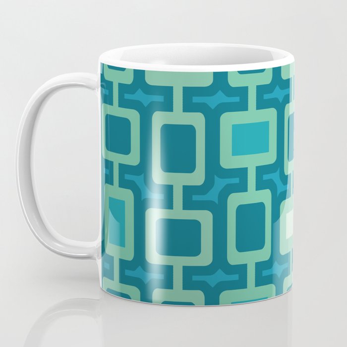 Mid Century Modern Square Columns aquamarine Coffee Mug Gallery Image 3