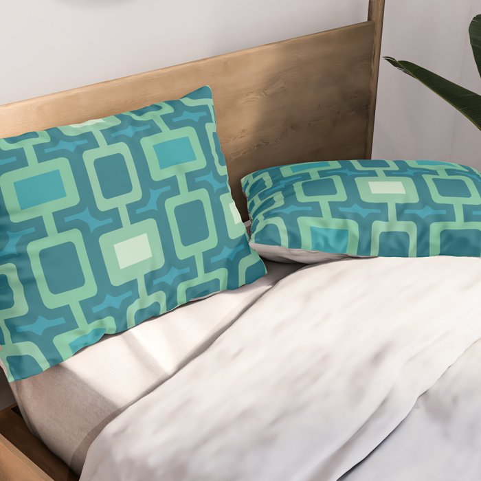 Mid Century Modern Square Columns aquamarine Pillow Sham Gallery Image 2