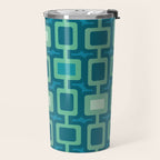 Mid Century Modern Square Columns aquamarine Travel Mug Gallery Image 2