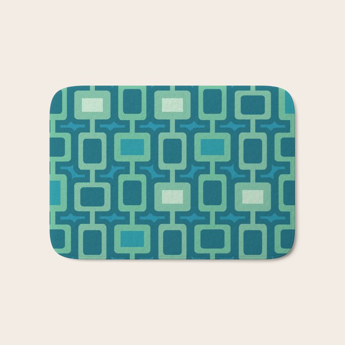 Mid Century Modern Square Columns aquamarine Bath Mat Gallery Image 1