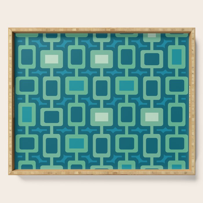 Mid Century Modern Square Columns aquamarine Serving Tray Gallery Image 1