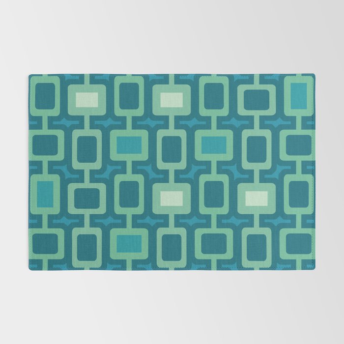 Mid Century Modern Square Columns aquamarine Rug Gallery Image 2