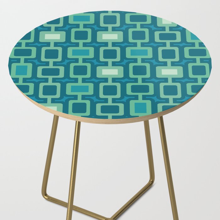 Mid Century Modern Square Columns aquamarine Side Table Gallery Image 2