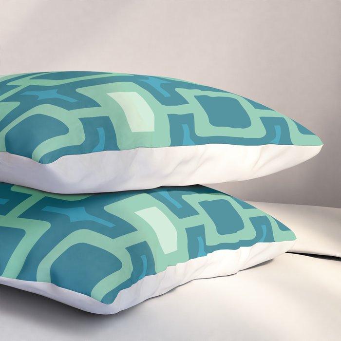 Mid Century Modern Square Columns aquamarine Pillow Sham Gallery Image 3