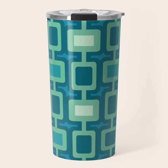 Mid Century Modern Square Columns aquamarine Travel Mug Gallery Image 1