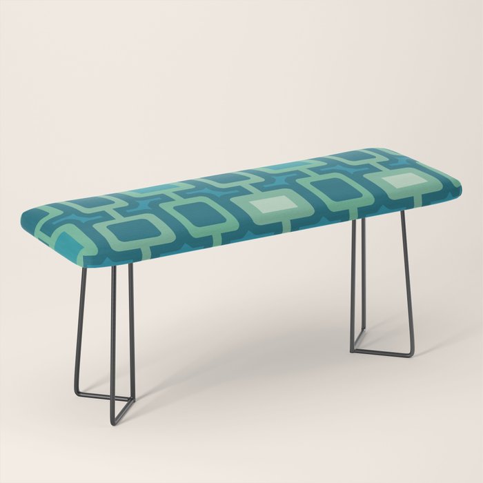 Mid Century Modern Square Columns aquamarine Bench Gallery Image 1