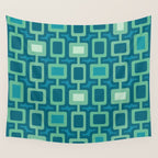 Mid Century Modern Square Columns aquamarine Wall Tapestry Gallery Image 4