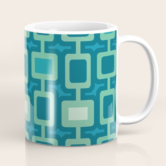 Mid Century Modern Square Columns aquamarine Coffee Mug Gallery Image 1