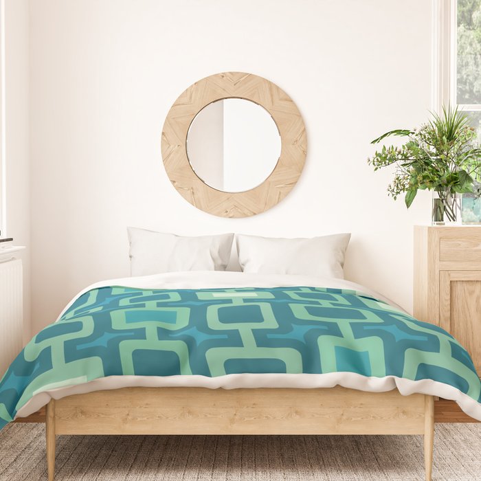 Mid Century Modern Square Columns aquamarine Duvet Cover Gallery Image 3