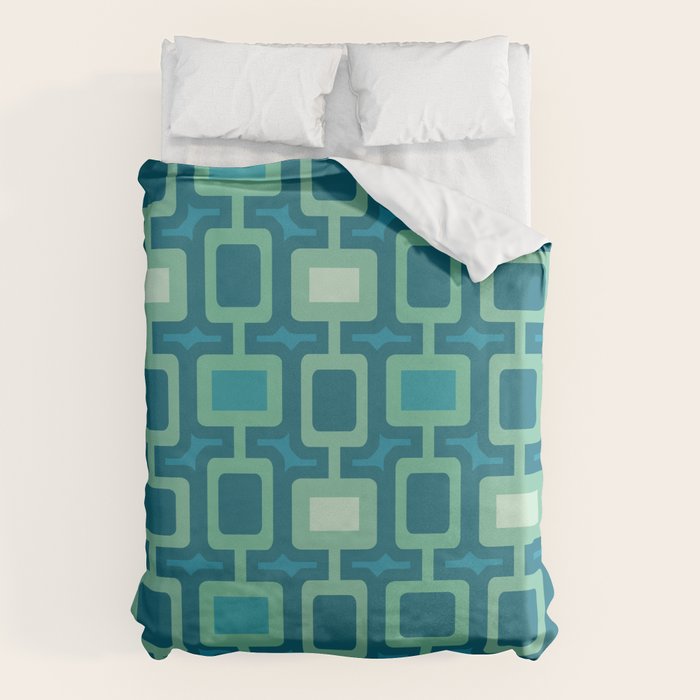Mid Century Modern Square Columns aquamarine Duvet Cover Gallery Image 6