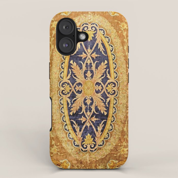 Antique French Savonnerie Aubusson Rug Print iPhone Case Gallery Image 1