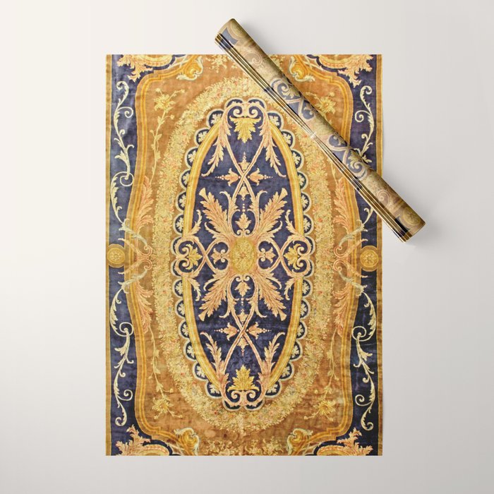 Antique French Savonnerie Aubusson Rug Print Wrapping Paper Gallery Image 1