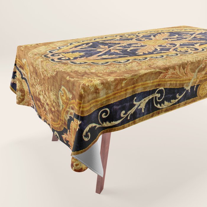 Antique French Savonnerie Aubusson Rug Print Tablecloth Gallery Image 1