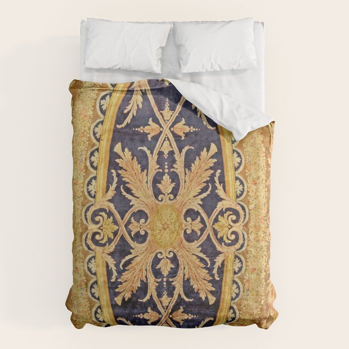 Antique French Savonnerie Aubusson Rug Print Duvet Cover Gallery Image 1