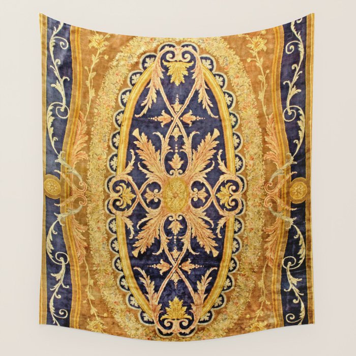 Antique French Savonnerie Aubusson Rug Print Wall Tapestry Gallery Image 1
