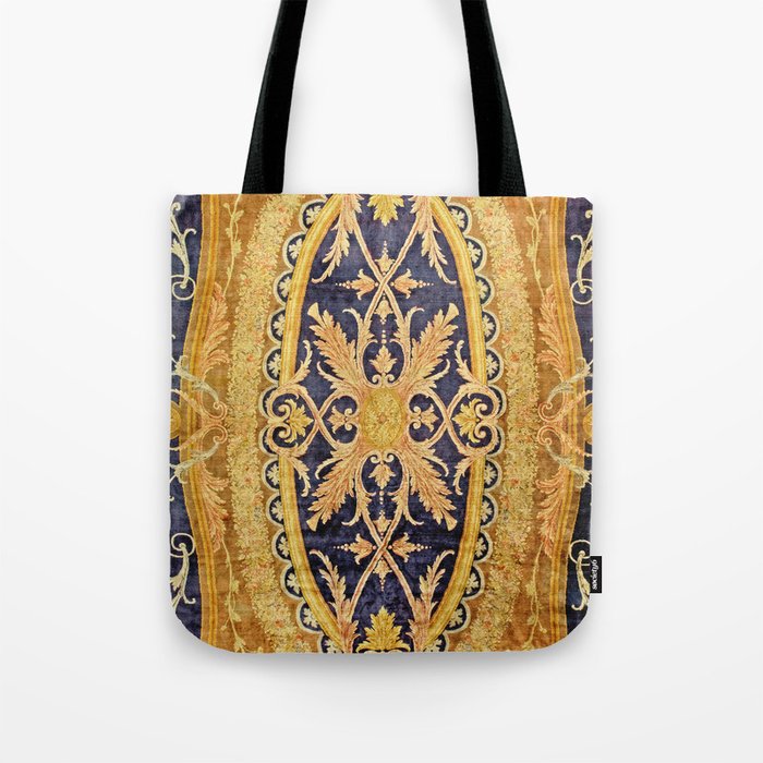 Antique French Savonnerie Aubusson Rug Print Tote Bag Gallery Image 1