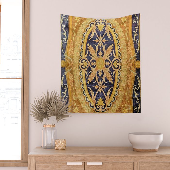 Antique French Savonnerie Aubusson Rug Print Wall Tapestry Gallery Image 2