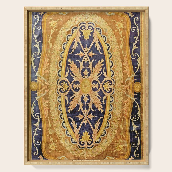 Antique French Savonnerie Aubusson Rug Print Serving Tray Gallery Image 1