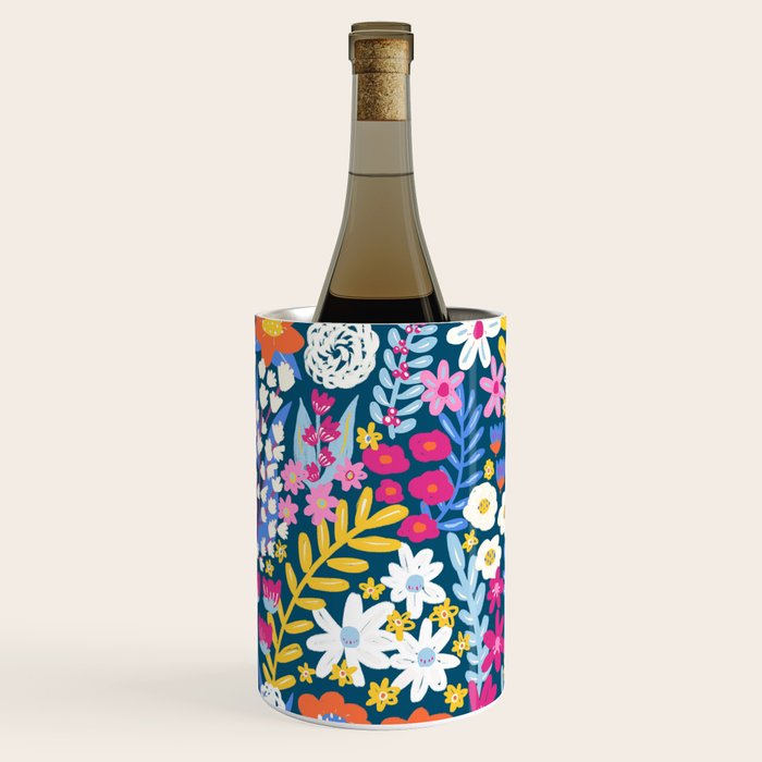 Boho Summer Colorful Flower Meadow Wine Chiller Gallery Image 2