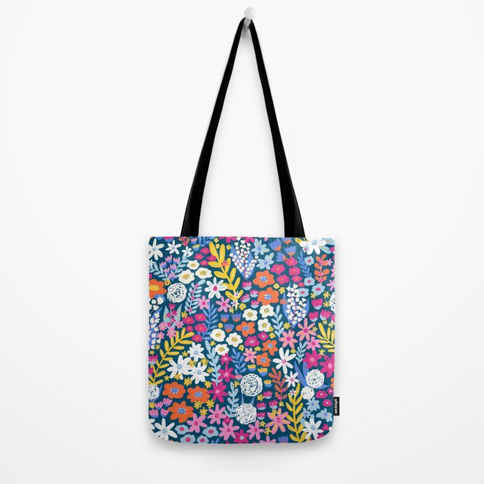 Boho Summer Colorful Flower Meadow Tote Bag Gallery Image 2