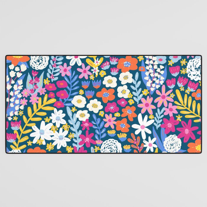 Boho Summer Colorful Flower Meadow Desk Mat Gallery Image 3