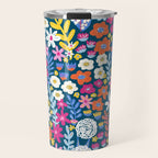Boho Summer Colorful Flower Meadow Travel Mug Gallery Image 1