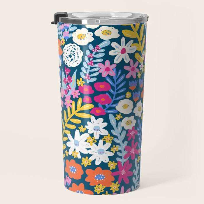 Boho Summer Colorful Flower Meadow Travel Mug Gallery Image 3