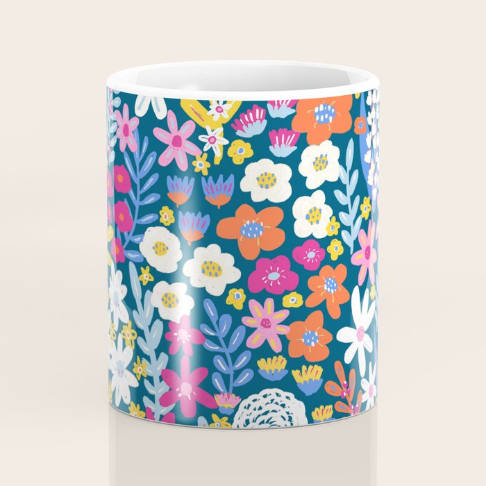 Boho Summer Colorful Flower Meadow Coffee Mug Gallery Image 4