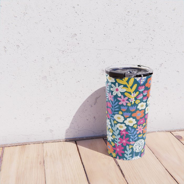 Boho Summer Colorful Flower Meadow Travel Mug Gallery Image 4