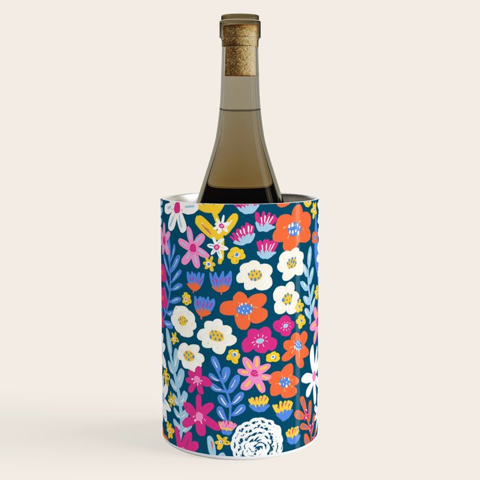 Boho Summer Colorful Flower Meadow Wine Chiller Gallery Image 1
