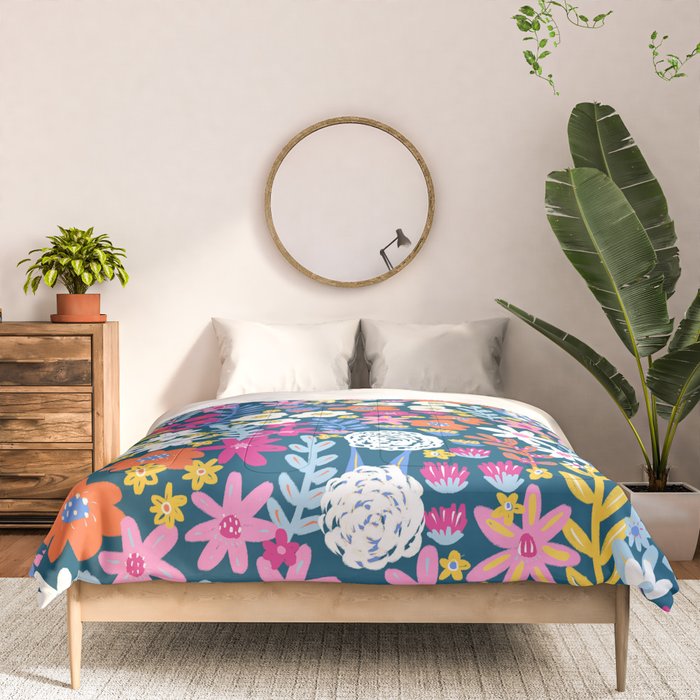 Boho Summer Colorful Flower Meadow Comforter Gallery Image 3