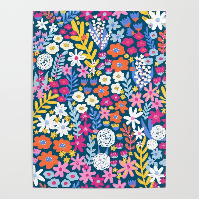 Boho Summer Colorful Flower Meadow Poster Gallery Image 1