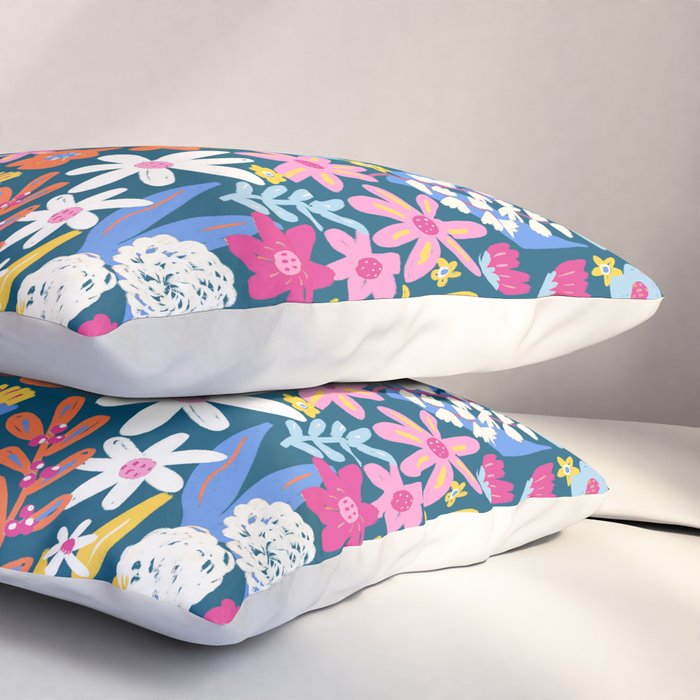 Boho Summer Colorful Flower Meadow Pillow Sham Gallery Image 3