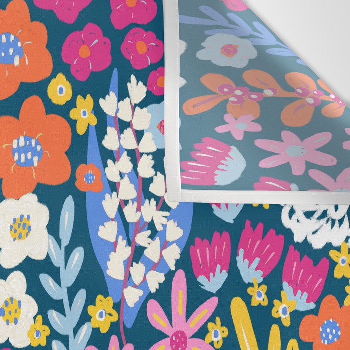 Boho Summer Colorful Flower Meadow Wall Tapestry Gallery Image 3