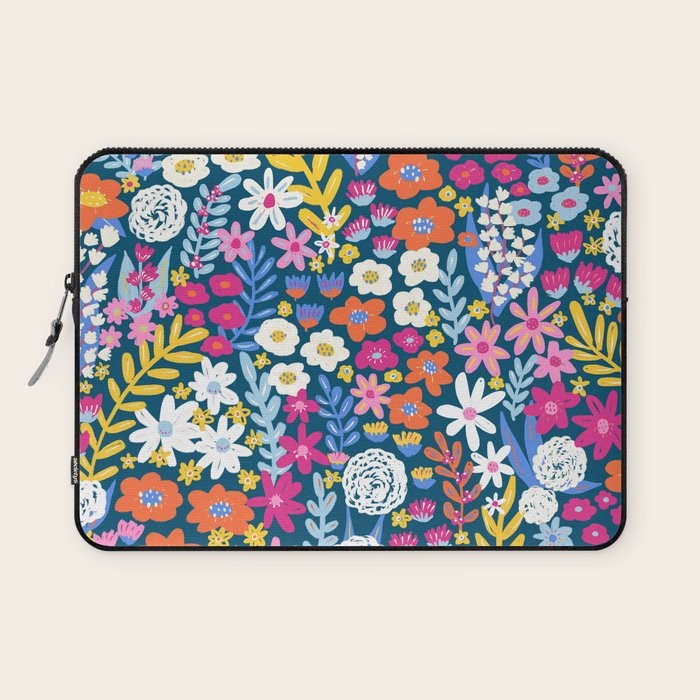 Boho Summer Colorful Flower Meadow Laptop Sleeve Gallery Image 1